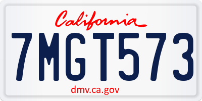 CA license plate 7MGT573