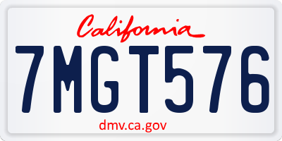 CA license plate 7MGT576