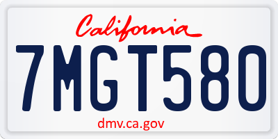 CA license plate 7MGT580