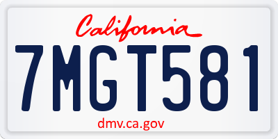 CA license plate 7MGT581