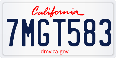 CA license plate 7MGT583