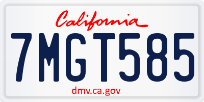 CA license plate 7MGT585