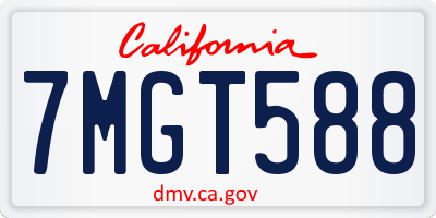 CA license plate 7MGT588