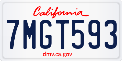 CA license plate 7MGT593