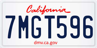 CA license plate 7MGT596
