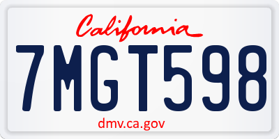CA license plate 7MGT598