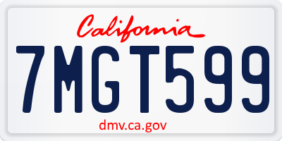 CA license plate 7MGT599