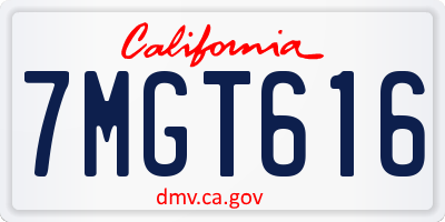 CA license plate 7MGT616