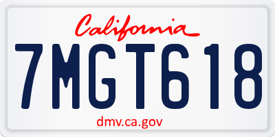 CA license plate 7MGT618