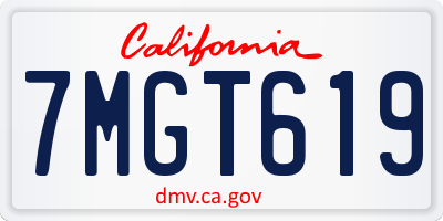 CA license plate 7MGT619