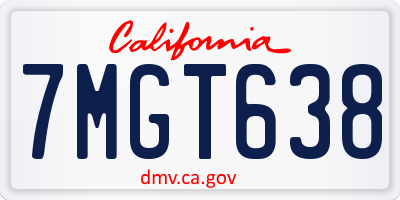 CA license plate 7MGT638