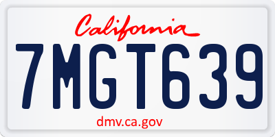 CA license plate 7MGT639