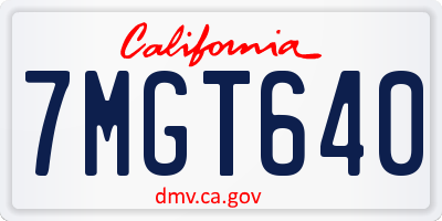 CA license plate 7MGT640