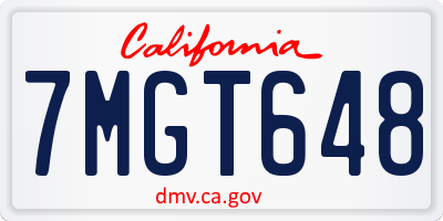CA license plate 7MGT648