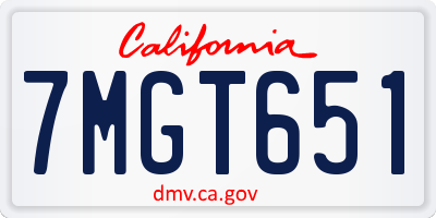 CA license plate 7MGT651