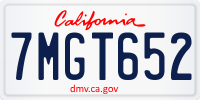 CA license plate 7MGT652