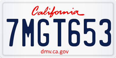 CA license plate 7MGT653