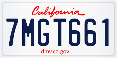 CA license plate 7MGT661