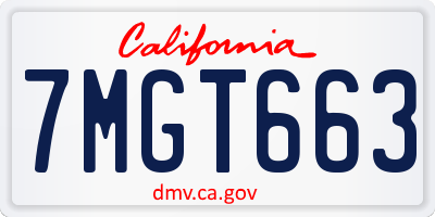 CA license plate 7MGT663