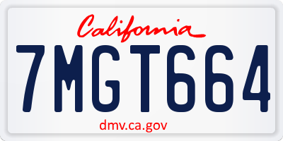 CA license plate 7MGT664