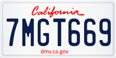 CA license plate 7MGT669