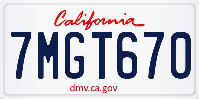 CA license plate 7MGT670