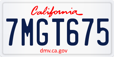 CA license plate 7MGT675