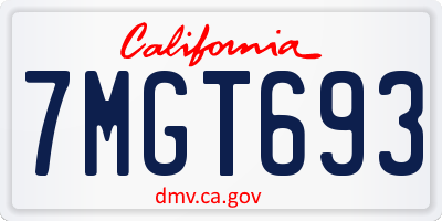 CA license plate 7MGT693