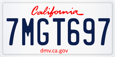 CA license plate 7MGT697