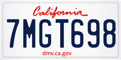 CA license plate 7MGT698