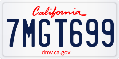 CA license plate 7MGT699