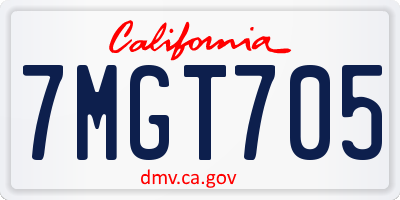 CA license plate 7MGT705