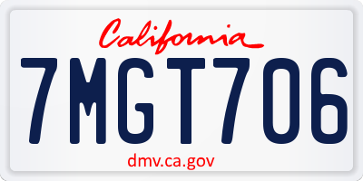 CA license plate 7MGT706