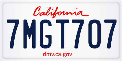 CA license plate 7MGT707