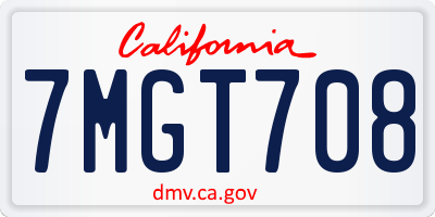CA license plate 7MGT708