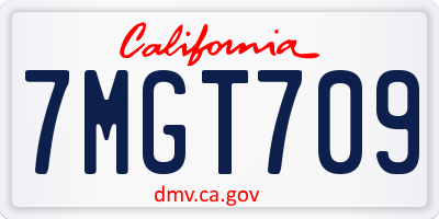 CA license plate 7MGT709