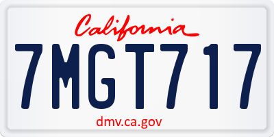 CA license plate 7MGT717