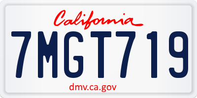 CA license plate 7MGT719