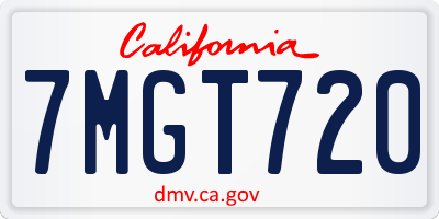 CA license plate 7MGT720