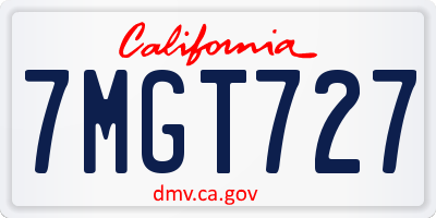 CA license plate 7MGT727