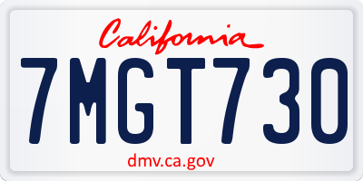 CA license plate 7MGT730