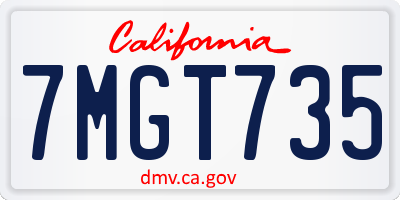 CA license plate 7MGT735