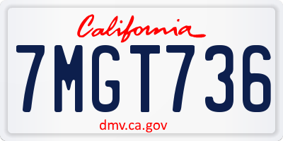 CA license plate 7MGT736