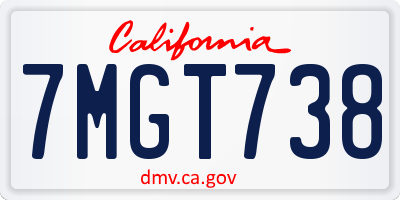 CA license plate 7MGT738