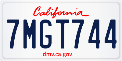 CA license plate 7MGT744