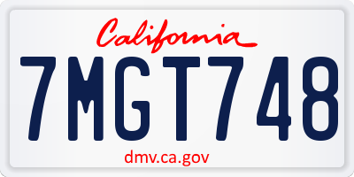 CA license plate 7MGT748
