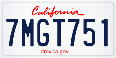 CA license plate 7MGT751