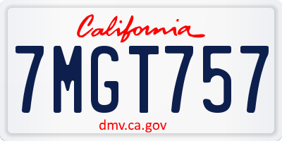 CA license plate 7MGT757