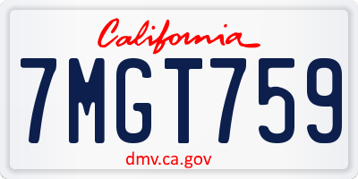 CA license plate 7MGT759