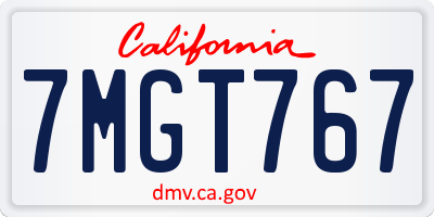 CA license plate 7MGT767